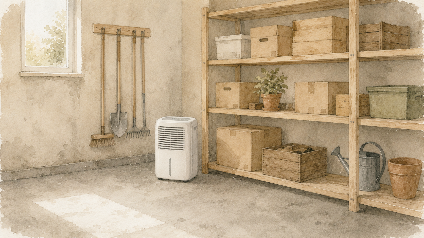 Garage och förråd där temperatur och luftfuktighet kan påverka behovet av avfuktare